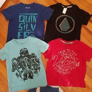 Lot of 4 surfer shirts (Volcom,Hurley,Quiksilver)